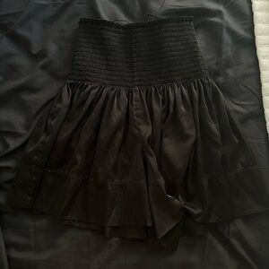 NATURAL LIFE Black Skater Mini Skirt Asymmetrical Smocked